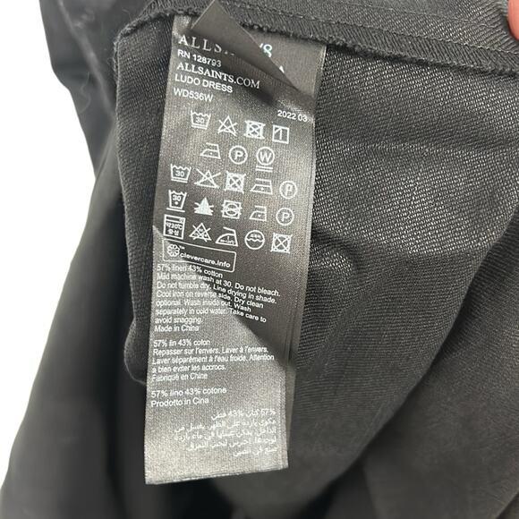 All Saints Ludo Linen Cotton Cut Out Open Back Halter Dress Black Size 8 NWT - Picture 9 of 12